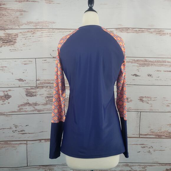 2Chillies women's rash guard navy orange print size XL - Picture 3 of 7